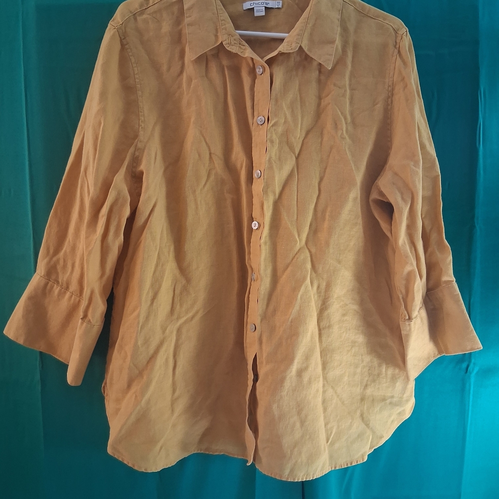 Chico's Golden Button-Up Blouse